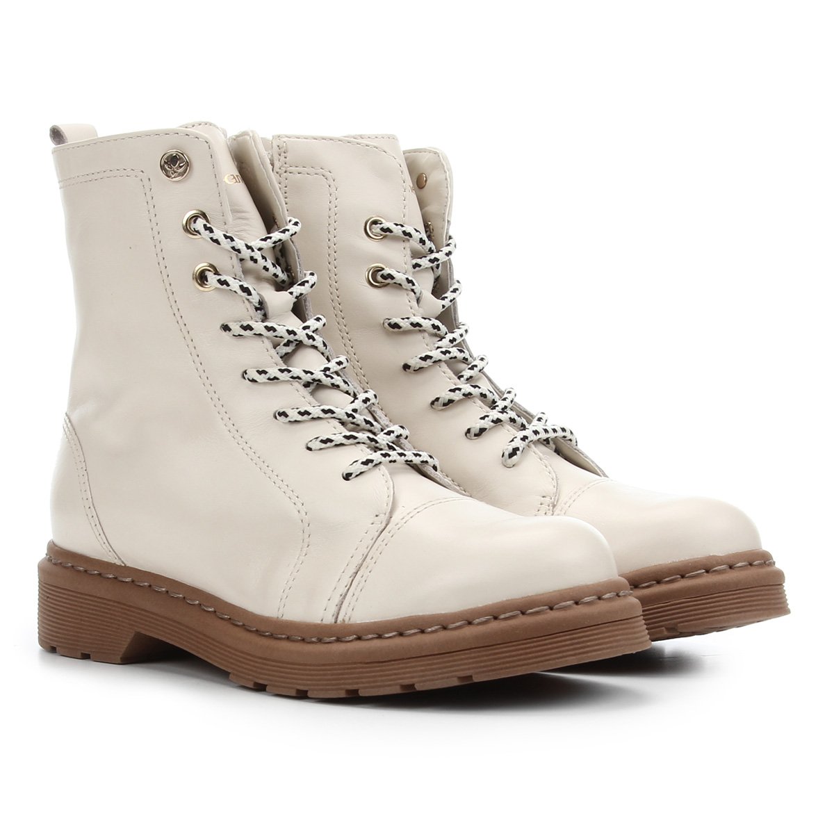 Bota Couro Coturno Cravo \u0026 Canela Feminina - Off White | Zattini